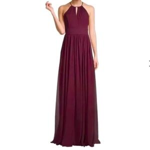 Bill Levkoff Burgundy Halter Wedding Dress